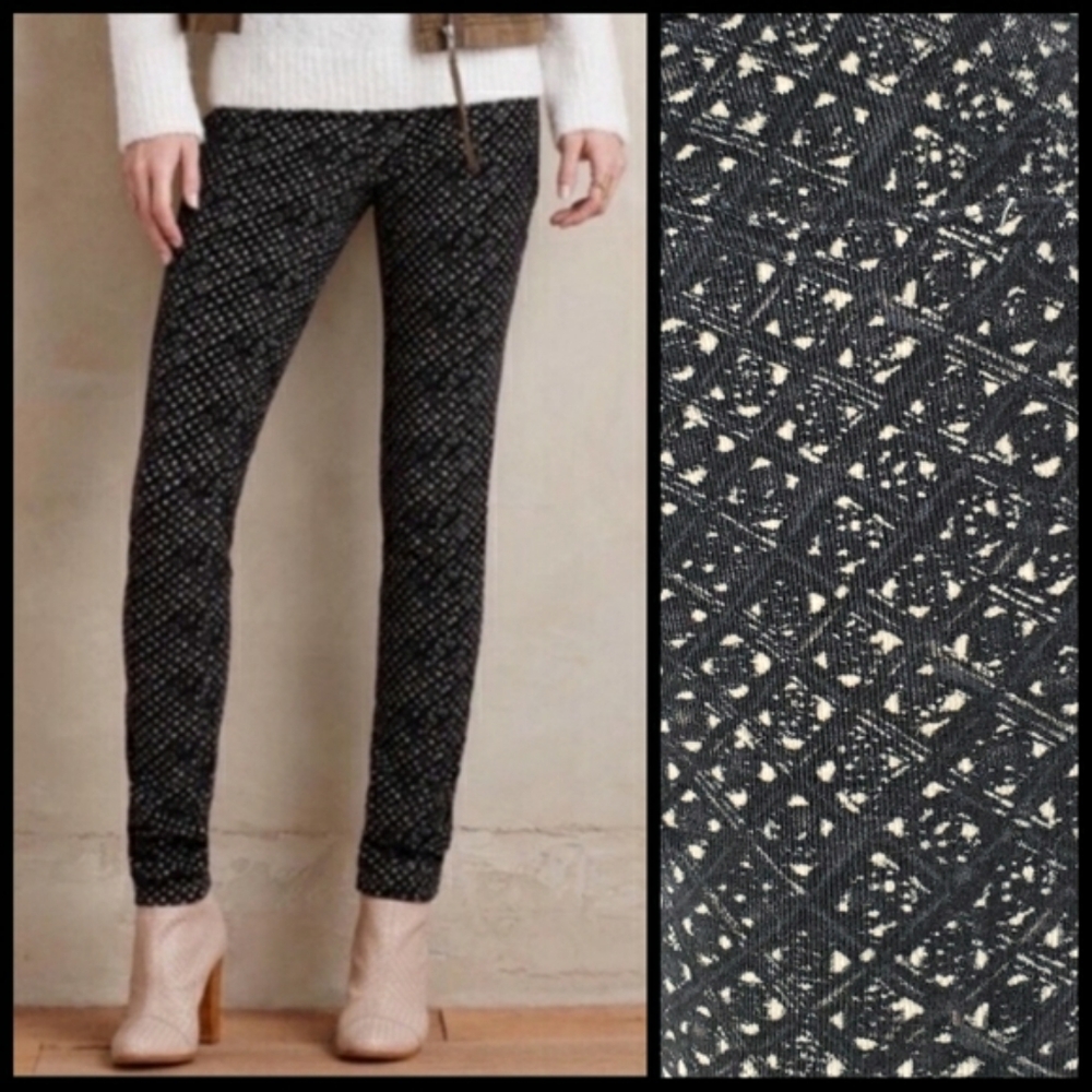 Pilcro Black Print Corduroy Pants Fit/ SERIF